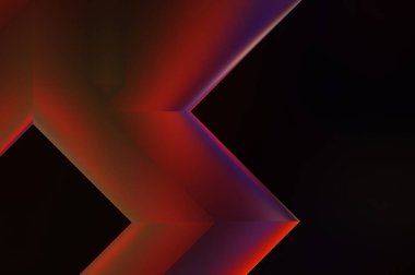 Geometrik dinamik şekiller. Gölgeli teknoloji dijital şablonu ve gradyan arka planda ışıklar. Modern basit geometrik renk gradyanı soyut arkaplan. 3B illüstrasyon. 