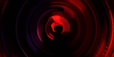 Fotoğraf makinesi konsepti. Soyut arkaplan. Dönen ışık ışınları. Hareketli kavramsal duvar kağıdı. Grafik dijital illüstrasyon. Parlayan neon ışıkları. Parlak sunum tasarım şablonu.