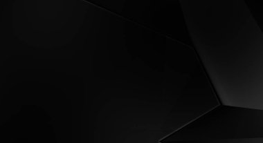 Lüks minimalist tasarım. Fütürist şablon. Karanlık elementleri olan birinci sınıf soyut duvar kâğıdı. Zarif bir zemin. Siyah üç boyutlu geometrik arkaplan. Poster, broşür, sunum için tasarım.