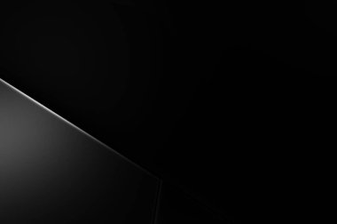 Lüks minimalist tasarım. Fütürist şablon. Karanlık elementleri olan birinci sınıf soyut duvar kâğıdı. Zarif bir zemin. Siyah üç boyutlu geometrik arkaplan. Poster, broşür, sunum için tasarım.