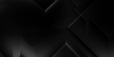 Siyah üç boyutlu geometrik arkaplan. Moda lüks minimalist tasarım. Geometrik şablon. Karanlık elementleri olan birinci sınıf soyut duvar kâğıdı. Poster, broşür, sunum, web sitesi için özel tasarım.