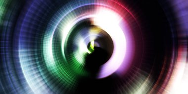 Parlayan neon ışıkları. Parlak sunum tasarım şablonu. Fotoğraf makinesi konsepti. Soyut arkaplan. Dönen ışık ışınları. Hareketli kavramsal duvar kağıdı. Grafik dijital illüstrasyon. 