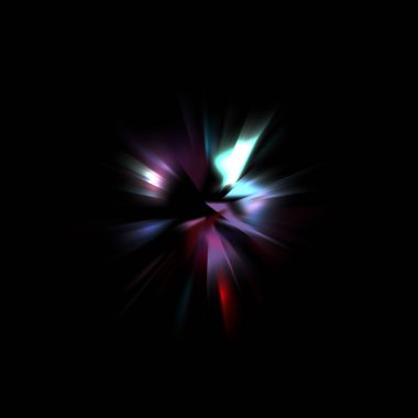 Işık huzmeleri ve parlayan parçacıkların kesiştiği güzel bir zemin. Canlı renkli ışıkların duvar kâğıdı. Parlak ışık görüntüsü.