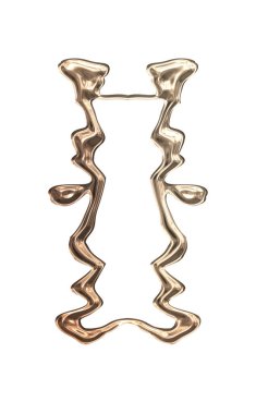 Üç boyutlu metalik illüstrasyon. Beyaz arka planda izole edilmiş fantezi çerçevesi. Davetiyeler, posterler, menü, hatıra defteri ve sunum için mükemmel. Metnin için şablon.