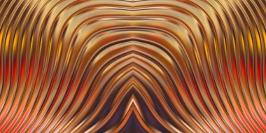 Renkli dalgalı yansıtıcı duvar kağıdının üç boyutlu çizimi. Duvar kağıdı, afiş, arkaplan, kart, kitap kapağı veya web sitesi için grafiksel illüstrasyon. Soyut parlak arkaplan.