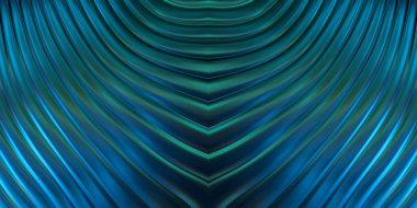 Renkli dalgalı yansıtıcı duvar kağıdının üç boyutlu çizimi. Duvar kağıdı, afiş, arkaplan, kart, kitap kapağı veya web sitesi için grafiksel illüstrasyon. Soyut parlak arkaplan.