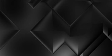 Siyah üç boyutlu geometrik arkaplan. Moda lüks minimalist tasarım. Geometrik şablon. Karanlık elementleri olan birinci sınıf soyut duvar kâğıdı. Poster, broşür, sunum, web sitesi için özel tasarım.