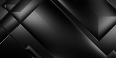 Siyah üç boyutlu geometrik arkaplan. Moda lüks minimalist tasarım. Geometrik şablon. Karanlık elementleri olan birinci sınıf soyut duvar kâğıdı. Poster, broşür, sunum, web sitesi için özel tasarım.