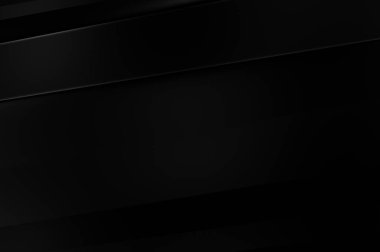 Geometrik katmanlı 3 boyutlu siyah arkaplan. Soyut koyu fütüristik duvar kağıdı. Zarif, parlak çizgili arka plan. Poster, broşür, sunum ve web sitesi için geometrik şablon tasarımı.