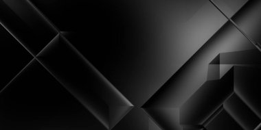 Siyah üç boyutlu geometrik arkaplan. Moda lüks minimalist tasarım. Geometrik şablon. Karanlık elementleri olan birinci sınıf soyut duvar kâğıdı. Poster, broşür, sunum, web sitesi için özel tasarım.