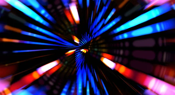 Siyah arkaplanda dönen ışık gösterisi. Lüks çizgiler. Parlak kıvrımlı duvar kağıdı. Uzay tüneli. Dönen ışık çemberi ya da maytap izi. Parlak konsept çizimi.