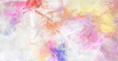 Soyut arkaplanda pürüzlü fırça darbeleri. Fırça boyası. Renkli boya darbeleri. Eşsiz duvar sanatı. Tuvaldeki modern sanat. Renkli çağdaş sanat eserleri.