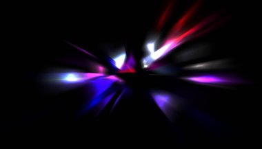 Parlayan ışıkları hareket ettirmenin havalı arka planı. Tasarımınız için canlı renkli bir portal şablonu. Işık ışınları ve hareket halindeki ışıldayan parçacıklar bir solucan deliği şekli oluşturuyor..