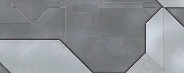 Katmanlı paneller. Fütürist soyut duvar kağıdı. Geometrik teknolojik yansıtıcı arka plan 3D metalik doku. Uzay gemisi desen yüzeyi.