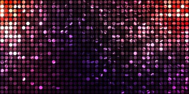 Parlayan ışıklar siyah arka planda parti izleri. Sahne veya stadyum ışıklarının dijital illüstrasyonu. Parlak desenli duvar kağıdı. Sahne ışıkları ile renkli ışıkların ihtişamlı arkaplanı.