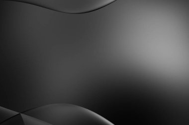 Web sitesi, poster, marka kimliği, broşür, sunum şablonu için lüks koyu bir arka plan. Dalgalı şekilli kaliteli tasarım. Dalgalanmalı soyut arkaplan. Pankart veya kapak tasarımı için dekorasyon.
