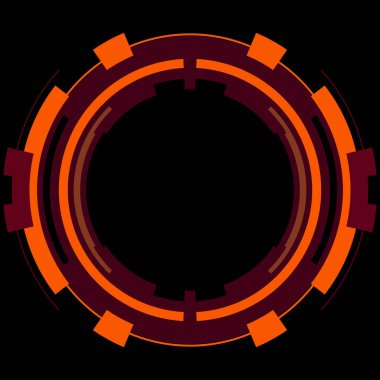 Fütürist dairesel gövde arayüzü elementi. Soyut çember geometrik arkaplan. Dijital teknolojinin grafiksel çizimi.