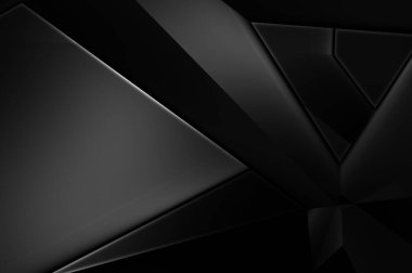 Lüks minimalist tasarım. Fütürist şablon. Karanlık elementleri olan birinci sınıf soyut duvar kâğıdı. Zarif bir zemin. Siyah üç boyutlu geometrik arkaplan. Poster, broşür, sunum için tasarım.