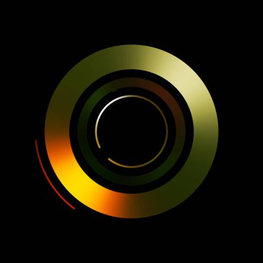 Gelecekçi hud arayüzü elementi. Soyut geometrik arkaplan. Dijital teknolojinin grafiksel çizimi siyah arkaplanda izole edildi..