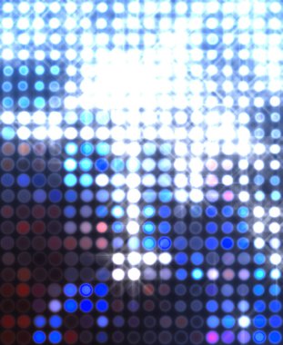 Parlak desenli duvar kağıdı. Sahne ışıkları olan renkli ışıkların ihtişamlı arkaplanı. Parlayan ışıklar siyah arka planda parti izleri. Sahne veya stadyum ışıklarının dijital illüstrasyonu. 