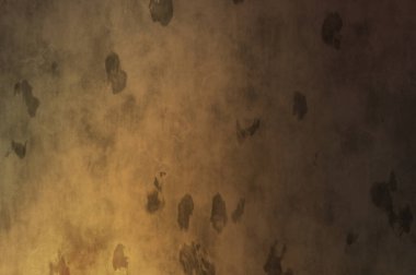 Gotik bir duvarda sıkıntılı ve kirli desenler var. Lekeli renkli hasarlı şablon. Tasarımınız için doku ve elementler. Pis duvar kâğıdı. Grunge arkaplanı.