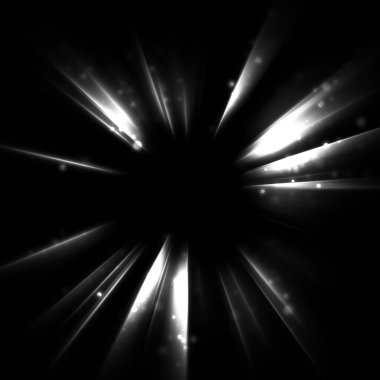 Işık huzmeleri ve parlayan parçacıkların kesiştiği güzel bir zemin. Canlı renkli ışıkların duvar kâğıdı. Parlak ışık görüntüsü.