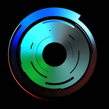 Gelecekçi hud arayüzü elementi. Soyut geometrik arkaplan. Dijital teknolojinin grafiksel çizimi siyah arkaplanda izole edildi..