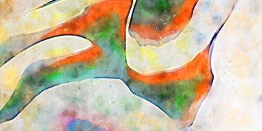 Kova desenli illüstrasyon. Çağdaş ve modern doku. Soyut renk boyama arka planı. Yaratıcı ve sanatsal duvar kağıdı. Fırçalanmış şekilleri ve lekeleri olan sanatsal duvar..