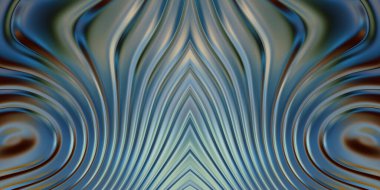 Renkli dalgalı yansıtıcı duvar kağıdının üç boyutlu çizimi. Duvar kağıdı, afiş, arkaplan, kart, kitap kapağı veya web sitesi için grafiksel illüstrasyon. Soyut parlak arkaplan.