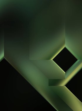 Geometrik dinamik şekiller. Gölgeli teknoloji dijital şablonu ve gradyan arka planda ışıklar. Modern basit geometrik renk gradyanı soyut arkaplan. 3B illüstrasyon. 