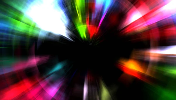 Spektakuläre Lichtshow Farbenfrohe Und Lebendige Teilchenexplosion Mit Leuchtenden Lichtstrahlen Bunter — Stockfoto