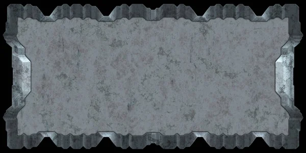 未来主义设计模板 金属生锈板菜单 在白色背景上孤立的技术横幅 Scifi元素图形 金属锈蚀3D插图 — 图库照片