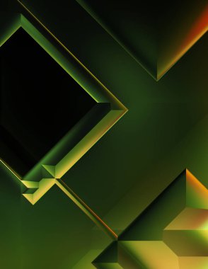 Geometrik dinamik şekiller. Gölgeli teknoloji dijital şablonu ve gradyan arka planda ışıklar. Modern basit geometrik renk gradyanı soyut arkaplan. 3B illüstrasyon. 