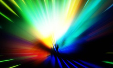 Siyah zemin üzerinde ışık parçacığı izleri. Parlayan parçacıkları ve çizgileri olan ışık patlaması yıldızı. Güzel hareketli soyut ışınlar duvar kağıdı. Renkli Patlama grafiği. Işık ışınlarının patlaması. 