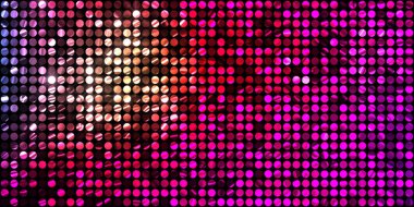 Parlayan ışıklar siyah arka planda parti izleri. Sahne veya stadyum ışıklarının dijital illüstrasyonu. Parlak desenli duvar kağıdı. Sahne ışıkları ile renkli ışıkların ihtişamlı arkaplanı.