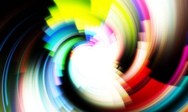 Dönen Işık gösterisi arka planı. Canlı renklerle donatılmış ruhani enerji girdabı. Renkli canlı hareket çizimi. Tanıtım geçmişi. Kutlama grafiği.