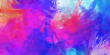 Soyut arkaplanda pürüzlü fırça darbeleri. Fırça boyası. Renkli boya darbeleri. Eşsiz duvar sanatı. Tuvaldeki modern sanat. Renkli çağdaş sanat eserleri.