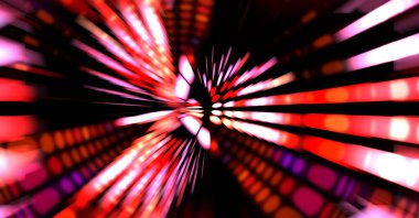 Siyah arkaplanda dönen ışık gösterisi. Lüks çizgiler. Parlak kıvrımlı duvar kağıdı. Uzay tüneli. Dönen ışık çemberi ya da maytap izi. Parlak konsept çizimi.