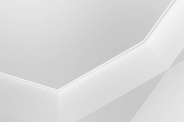 Beyaz 3d geometrik arka plan. Fütürist şablon. Karanlık elementleri olan birinci sınıf soyut duvar kâğıdı. Zarif bir zemin. Lüks minimalist tasarım. Poster, broşür, sunum için tasarım.