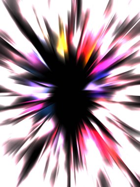 Siyah arkaplanda izole edilmiş dinamik ışık ışınları. Parlayan renkli ışık parçacıklarının grafiksel 2d çizimi.