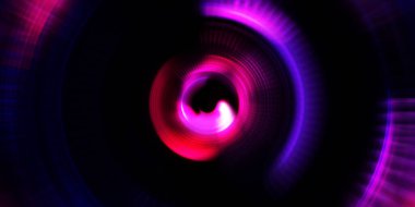 Parlayan neon ışıkları. Parlak sunum tasarım şablonu. Fotoğraf makinesi konsepti. Soyut arkaplan. Dönen ışık ışınları. Hareketli kavramsal duvar kağıdı. Grafik dijital illüstrasyon. 