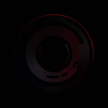 Gelecekçi hud arayüzü elementi. Soyut geometrik arkaplan. Dijital teknolojinin grafiksel çizimi siyah arkaplanda izole edildi..