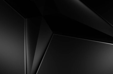 Lüks minimalist tasarım. Fütürist şablon. Karanlık elementleri olan birinci sınıf soyut duvar kâğıdı. Zarif bir zemin. Siyah üç boyutlu geometrik arkaplan. Poster, broşür, sunum için tasarım.