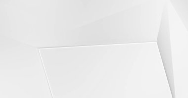 Beyaz 3d geometrik arka plan. Fütürist şablon. Karanlık elementleri olan birinci sınıf soyut duvar kâğıdı. Zarif bir zemin. Lüks minimalist tasarım. Poster, broşür, sunum için tasarım.