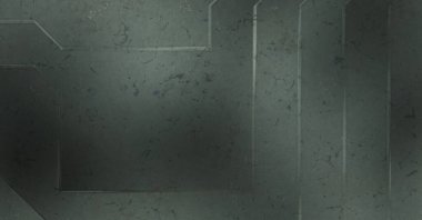 Çukur SciFi panelleri duvar. Üç boyutlu illüstrasyon. Gelecekçi kavramsal tasarım arka planı. Uzay gemisi desenli duvar kağıdı. Fırçalanmış teknoloji desen yüzeyi. 