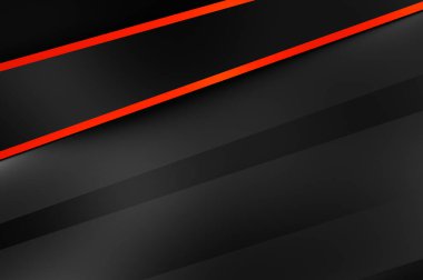 Metin için kopyalama alanı olan soyut siyah paneller. Üç boyutlu illüstrasyon. Renkli ışık özellikli koyu renk tasarım şablonu. Zarif geometrik parlak çizgili arka plan. Minimalist geometrik kapak grafiği.