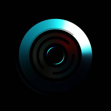 Gelecekçi hud arayüzü elementi. Soyut geometrik arkaplan. Dijital teknolojinin grafiksel çizimi siyah arkaplanda izole edildi..