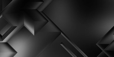 Siyah üç boyutlu geometrik arkaplan. Moda lüks minimalist tasarım. Geometrik şablon. Karanlık elementleri olan birinci sınıf soyut duvar kâğıdı. Poster, broşür, sunum, web sitesi için özel tasarım.