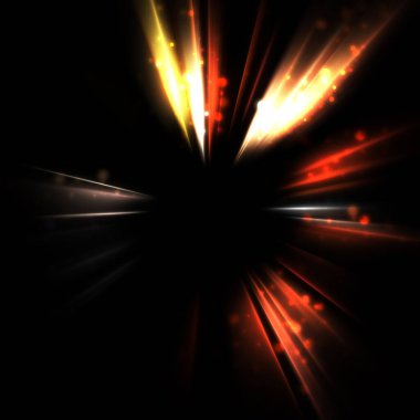 Işık huzmeleri ve parlayan parçacıkların kesiştiği güzel bir zemin. Canlı renkli ışıkların duvar kâğıdı. Parlak ışık görüntüsü.