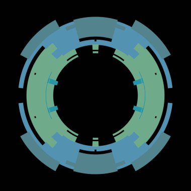 Fütürist dairesel gövde arayüzü elementi. Soyut çember geometrik arkaplan. Dijital teknolojinin grafiksel çizimi.